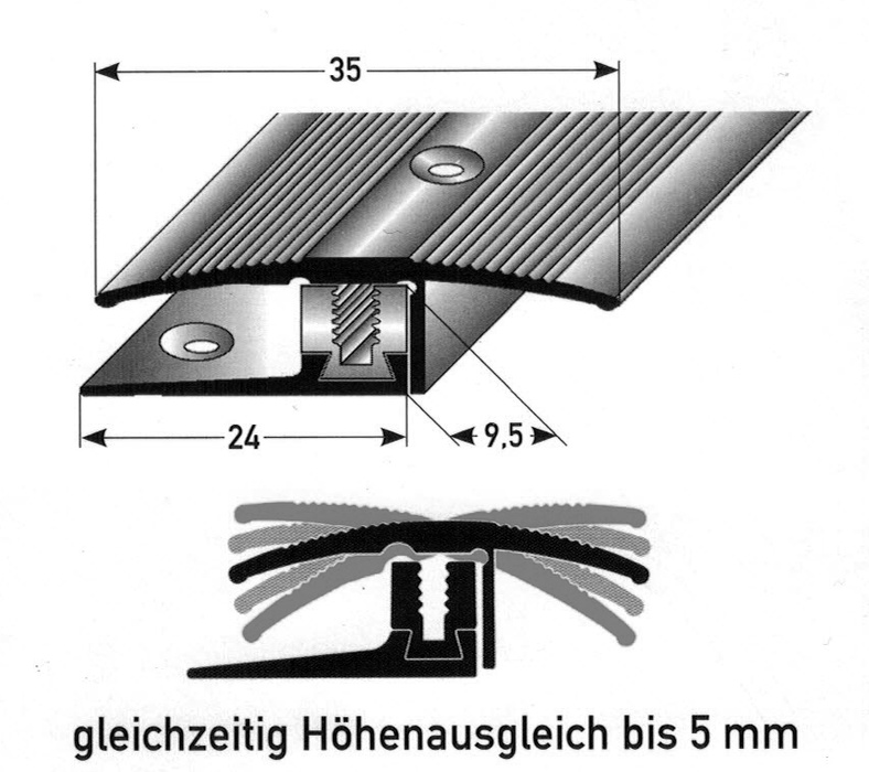 flexiCLIP Fussboden Boden Übergangsprofil Ausgleichsprofil 90x4,2cm Holzdekore 